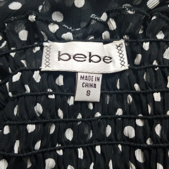 Bebe Sheer Polka Dot Babydoll Top - Sz S - Picture 4 of 4